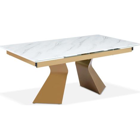 Table Ă Manger Extensible "Lynda" 180-260cm Blanc & Or (1/3)