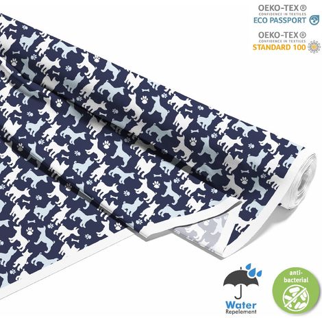 TESSUTI DECORATIVI PER ESTERNI OXFORD - Motivo sagoma di un cane su blu navy I DX637 (1/5)