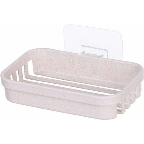 Porte Savon, Distributeur De Savon De Drainage Mural Non Marquant, Peut Garder Le Savon Sec Et Facile à Nettoyer, Utilisé dans Les Douches, Les Salles De Bain (Beige)-Ensoleillé (1/5)