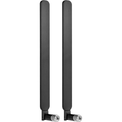 Lot de 2 antennes SMA 4G LTE, antennes cellulaires WiFi de type SMA mâle, amplificateur de signal d'antenne de routeur à gain élevé de 10 dBi, noir (1/5)