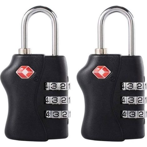 TSA-Gepäckschlösser, 3-stellige Sicherheitsschlösser, Zahlenschlösser, für Koffer, Taschen und Gepäck, Schwarz [2er-Pack] (1/4)