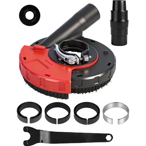 Absaughaube für Winkelschleifer 115/125mm Universal Staubabsaugung mit Bürstenkranz inkl. Adapter & Werkzeug, Bis zu 90% weniger Staub beim Schleifen für 115/125 mm Winkelschleifer (Ø 39-50 mm) (1/5)