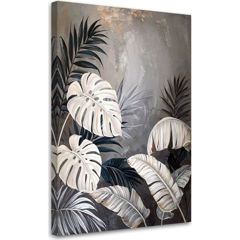 Wandbild Monstera- und Bananenblätter auf grauem Hintergrund 20x30 (1/5)