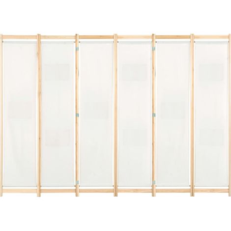 Paravent Cloison de séparation 6 panneaux, Pour Jardin, Balcon, Terrasse Crème 240 x 170 x 4 cm Tissu OIB9167E