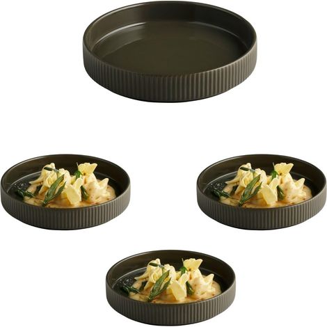 Assiette/bol THE GRID - Porcelaine « mud » (marron), Ø 20 cm, 450 ml, empilable, lot de 3 (1/5)