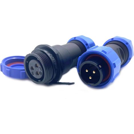 Connecteur Aviation Plug SP17 3 broches, IP68 3 broches sans soudure, prise d'aviation étanche et anti-poussière pour lampes extérieures, utilise 500 V 10 A (câble 14 AWG à sertir) (1/5)