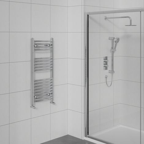 Curved Heated Towel Warmer Bathroom Radiator Chrome 900x450mm (1/5)