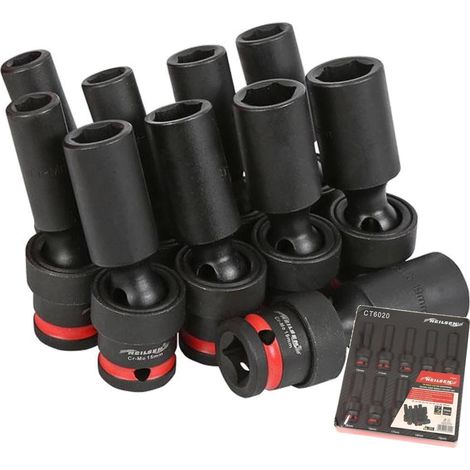 Neilsen Universal Swivel Impact UJ Driver Deep Socket Set 1/2" 10mm - 19mm 10pc