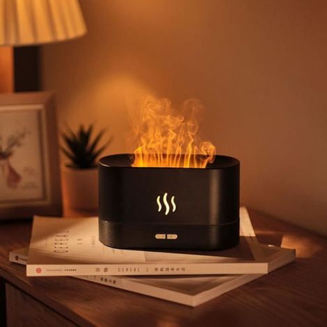 Humidificateur - Effet Flamme Simulée - 180 ml - 15-20 ml/h - Silencieux - Pour Maison Bureau Chambre - 1 Pièce (1/4)