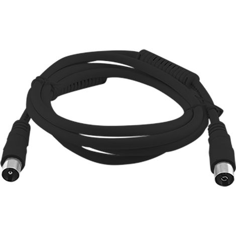 Cable coaxial alargo tv digital 100hz rg59 2,5m macho a macho con filtro negro
