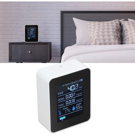 CO2-Detektor über Bluetooth-App, CO2-Detektor, TVOC-Luftqualitätsdetektor, 60-Tage-Datenspeicherung, 5-in-1-Erkennung von CO2/Formaldehyd/TVOC/Luftfeuchtigkeit/Temperatur, USB-Aufladung. (1/5)