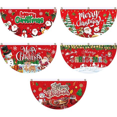 Xmas Bunting Fan Flag Festive Captivating Polyester Xmas Fan Flag for Yard Office Window Porch (1/2)