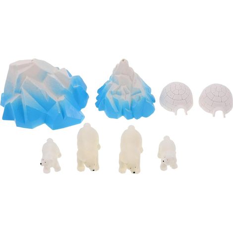 Figurines Polaires en Résine 8pcs Ours Polaire et Miniature, Décor Hivernal Réaliste pour Village d'hiver et Accessoires Créatifs (1/5)