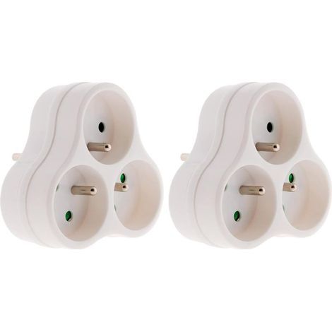 Multiprise Triplite 3x16A Triangulaire - Blanc (Lot de 2) (1/5)