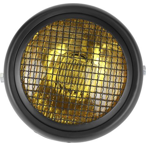 aqxreight Faro delantero de motocicleta estilo retro, faro halógeno de alto brillo, metal, cristal negro, 55 W, 12 V, accesorios (cristal amarillo). (1/5)