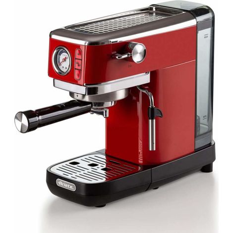 Cafetera espresso de metal Ariete 1381 con manómetro rojo