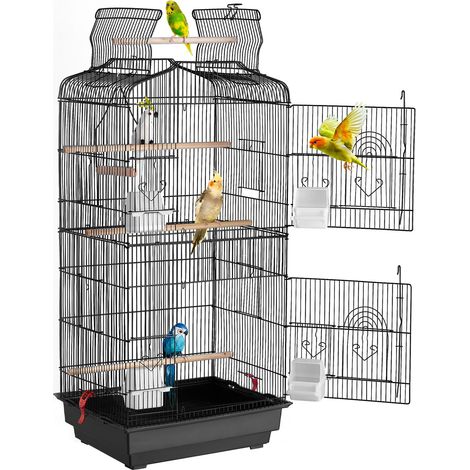 Cage Oiseau 45,7 x 35,5 x 92,5 cm, Grande Cage Oiseaux en Métal Suspendue Portable avec Dessus Ouvert, Balançoire, Perchoir, pour Oiseaux Perruches, Pinsons, Canaris, Inséparables, Calopsittes (1/5)