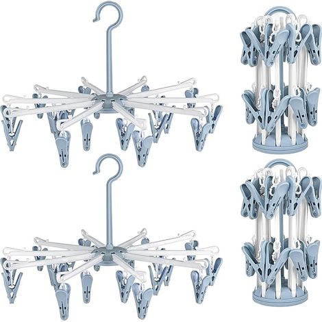 Sock Drying Rack Carousel with Clips Mini Foldable Clothes Pegs Foldable Sock Holder