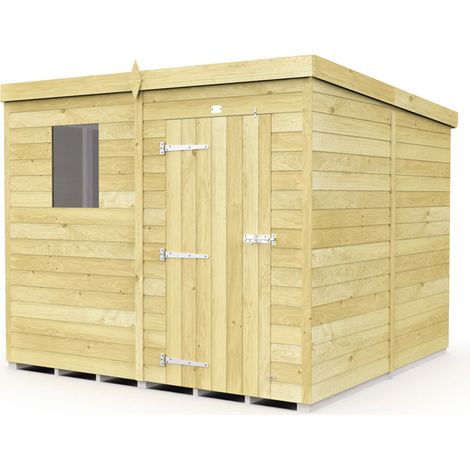 7 x 8 Feet Pent Shed - Single Door With Windows - Wood - L231 x W214 x H201 cm