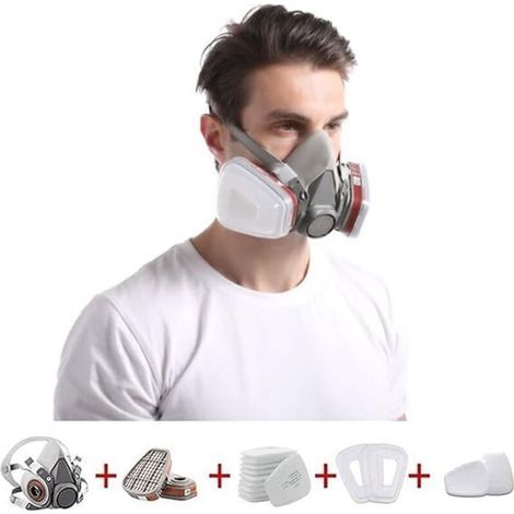 Masque Protection 15 In 1, Masque Peinture, Réutilisable Avec Filtre Anti Poussière,Masque A Gaz Respiratoire Avec Filtre Pour Pulvérisation,Peinture,Travaux, Produits Chimiques,Bricolage,Ponç (1/5)
