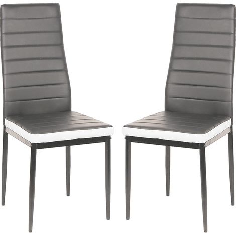 Hofuton Lot de 2 chaises grises bandeau blanc pour salle à manger (1/5)