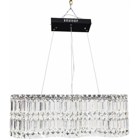 Lustre LED en métal transparent 88 cm – LUSSOCRAFT, luminaire lumière homogène, idéal pour salle à manger, salon et hall