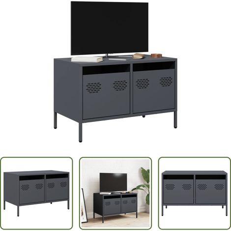 Meuble tv industriel -  Meuble TV anthracite 68x39x43,5 cm acier laminé à froid (1/5)