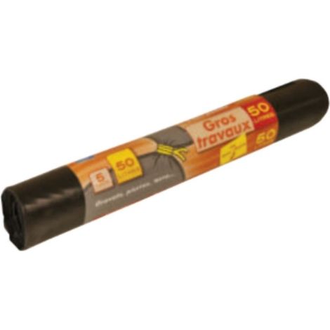 Lot de 5 sacs poubelle 50 L renforcés 100 microns Noirs (1/3)