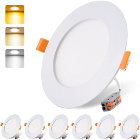 Spotlight LED Encastrable Plat 230V 9W Lot 6 IP54 3CCT, Découpe 90-110mm, 3000/4000/6000K (1/5)