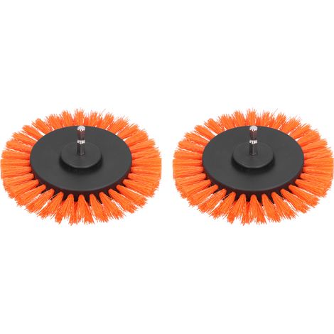 Lot de 2 têtes de brosse de 8,9 cm (3,5 pouces) pour perceuse électrique, embout durable pour la décoration de tapis, couleur orange. (1/5)