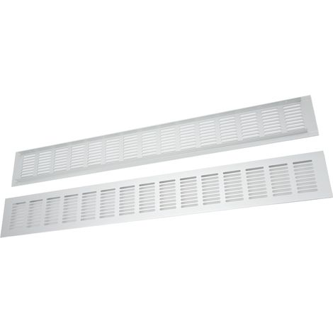 Grille d'aération rectangulaire en alliage d'aluminium 2 pièces, 80x600mm pour armoire, placard à chaussures et dressing (1/5)