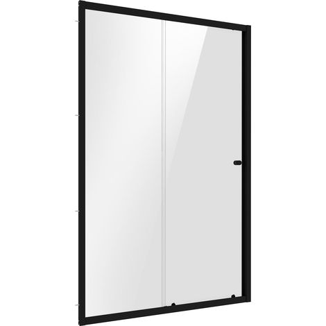 Baridi DH293 Sliding Shower Door 1000 x 1850mm, 6mm Tempered Glass, Reversible - Black
