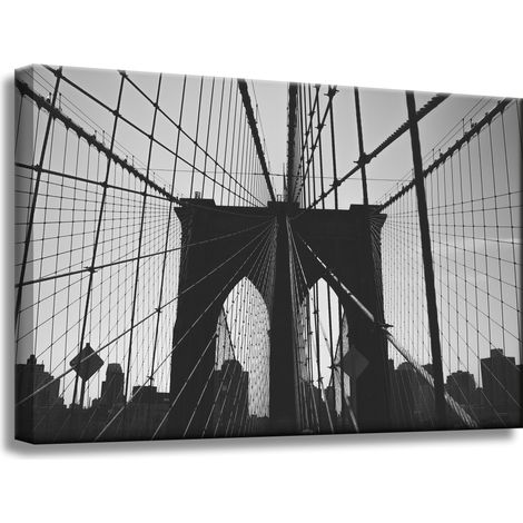 Leinwanddruck Architektur Brooklyn Bridge 60x40 Schwarzweiß USA