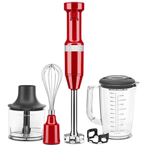 KitchenAid 5KHBV83EER Batidora de inmersión 180 W color Rojo, Acero inoxidable