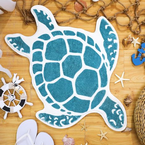 Tapis de bain tortue de mer tapis de plage antidérapant tortue turquoise housse lavable tapis de sol tropical été océan tapis de salle de bain pour porte, salon, chambre à coucher (1/5)