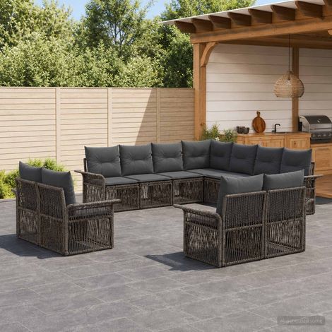Set Divano da Giardino 11 pcs Grigio e Grigio Scuro polyrattan vidaXL (1/5)