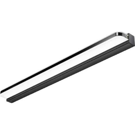 Aplique de pared con espejo para baño, 40 cm, 7 W, luz blanca  Aplique de pared con espejo de acero inoxidable negro (1/4)