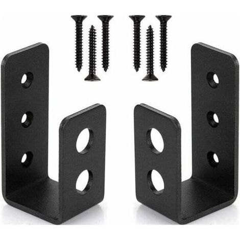 Paquet de 2 supports de porte en acier robuste pour portes 2x4, barre de sécurité en forme de U (1/4)