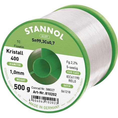 Stannol Ecology TC filo saldante senza piombo 500 g 1 mm