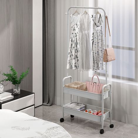 White Clothes Drying Rod Storage Rack (1/5)