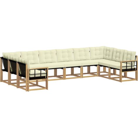 Conjunto de sofás de exterior 10 uds. Blanco y Crema vidaXL (1/5)