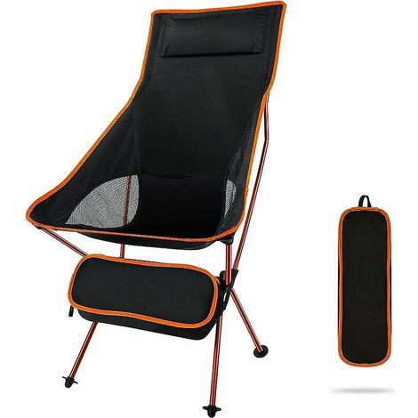 chaises De Camping Pliantes, Lgres Et Portables Avec Sac De Transport Pour L'extrieur, La Pche, La Randonne, La Plage, Les Pique-niques (orange) (1/5)