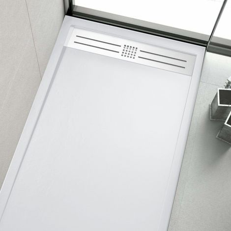 Plato de ducha resina ELITE blanco  90x110cm rejilla acero inox.