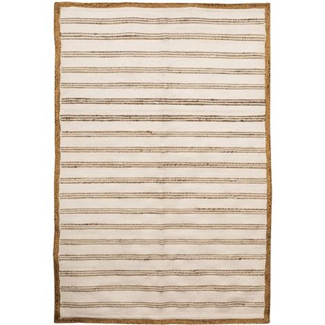 Tapis 120x180 cm rayé naturel et blanc