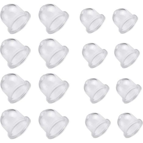 16Pcs Pompe Amorçage Poire Amorcage Gasoil Carburant Primer Ampoule Tasse d’Huile de Carburateur Transparente Poire d’amorcage Debroussailleuse pour Tondeuses à Essence Soufflantes 19/22mm (1/4)
