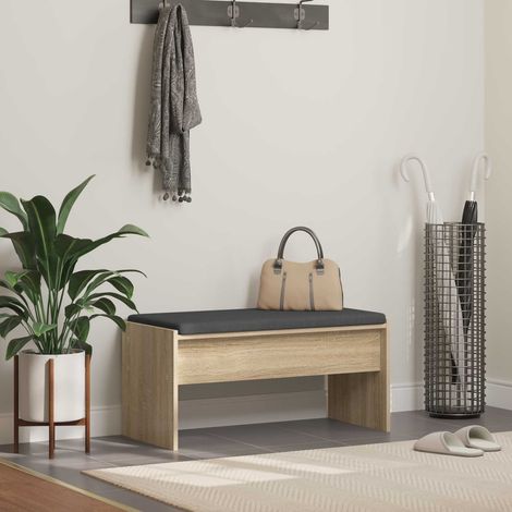 vidaXL Panca per ingresso con cuscino Rovere Sonoma 83 x 38 x 40