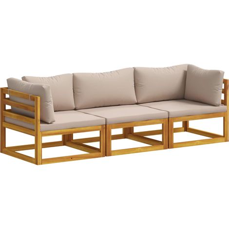 Sofa Set 3 pcs Natural Solid Acacia Wood vidaXL (1/5)