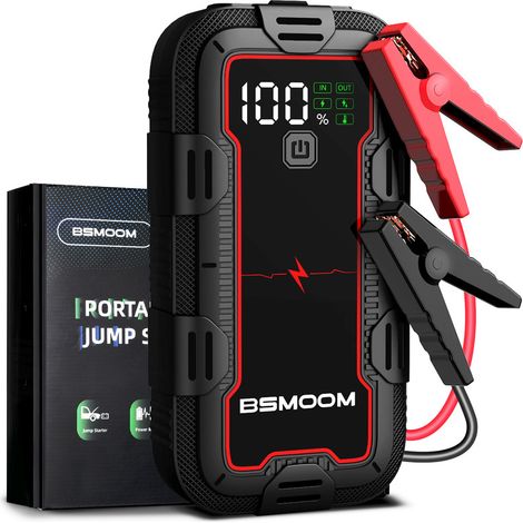BSMOOM B01 Booster de batterie de voiture 4000 A 12800 mAh, démarreur de voiture 12 V (jusqu'à 7,0 L d'essence et 5,5 L de diesel), booster de batterie portable pour moto/voiture avec clip intelligent (1/5)
