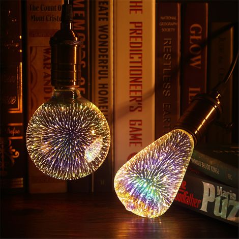 3D-LED-Lampe mit Feuerwerkseffekt, farbenfrohe Vintage-LED-Dekorationslampe 4W E27 (1/5)