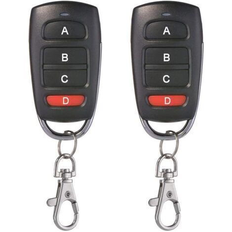 Pack of 2 Universal Garage Door Cloning Key Fob Remote Control 433 MHz 4 Button Cloner for Garage Door Electric Gate etc (1/5)